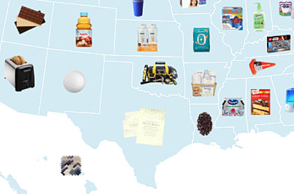 Partial Map of Most Purchased items at Walmart in Each State - via Business Insider